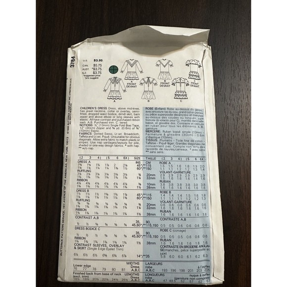 3784 Vintage Butterick SEWING Pattern Girls Dress Party Evening Gown Size 5 6 6x - Picture 3 of 4